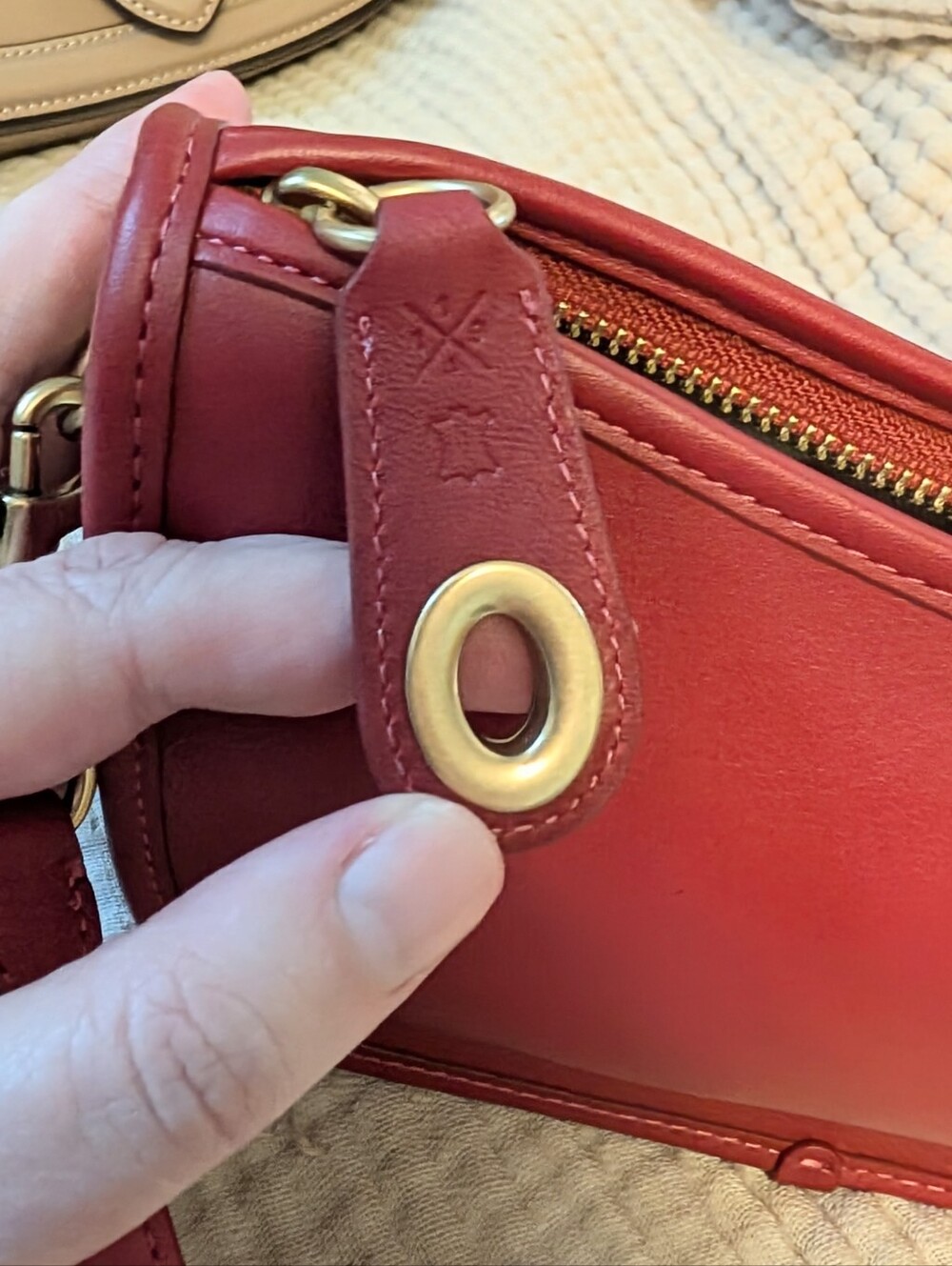 Coach Red Leather Crossbody with Gold Chain Strap - Picture 11 of 11